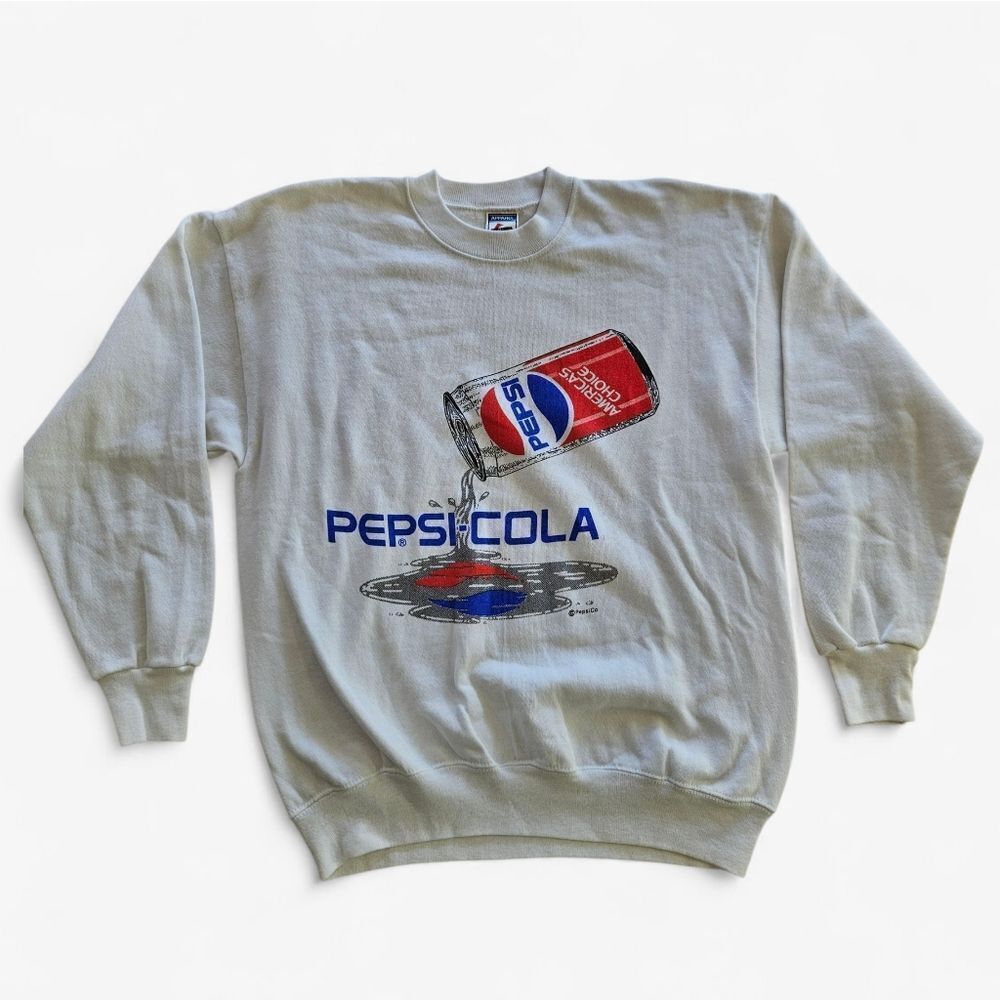 Vintage 80s Official Pepsi Cola Merchandise Retro Pullover Crewneck Sweatshirt L
